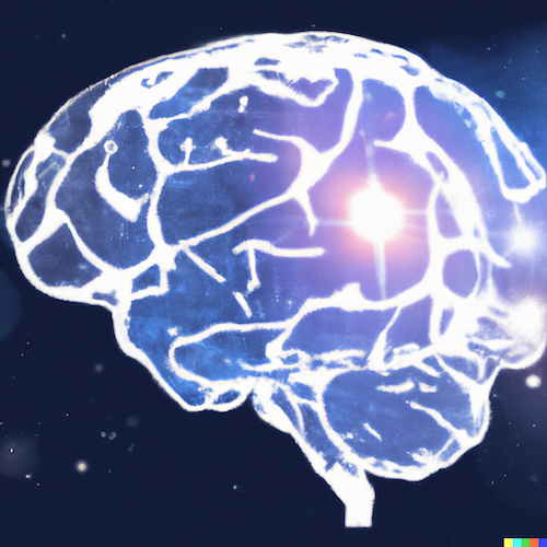 Eine schnelle Auffassungsgabe geht von Gehirn aus - Gehirn als Sternenbild