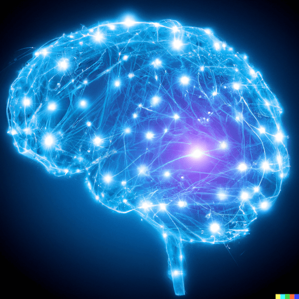 Menschliches Gehirn, dargestellt aus einem Netzwerk von Neuronen und Synapsen
